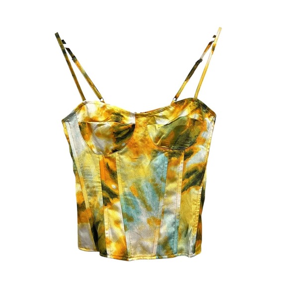 PrettyLittleThing Tops - PrettyLittleThing Corset Top Womens US 4 Orange Tie Dye Structured Festival Club